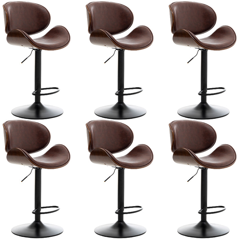 Contemporary Metal Adjustable Barstool Leather Counter Stool with Swivel in Matte Finish