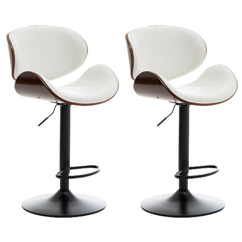 Contemporary Metal Adjustable Barstool Leather Counter Stool with Swivel in Matte Finish