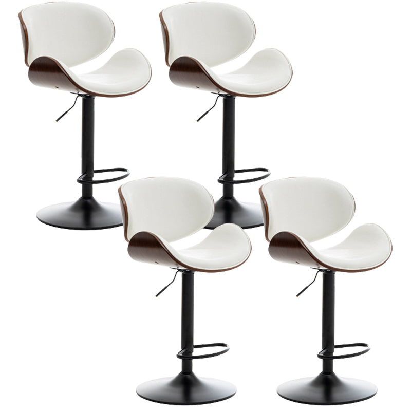 Contemporary Metal Adjustable Barstool Leather Counter Stool with Swivel in Matte Finish
