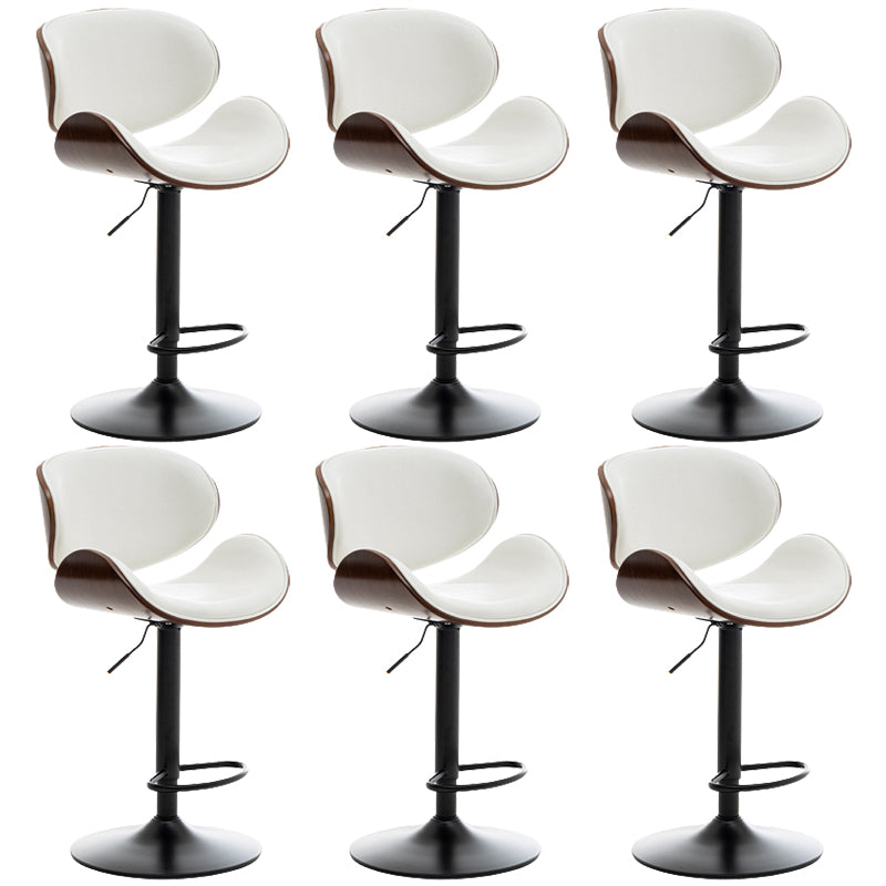 Contemporary Metal Adjustable Barstool Leather Counter Stool with Swivel in Matte Finish