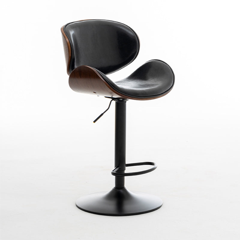 Contemporary Metal Adjustable Barstool Leather Counter Stool with Swivel in Matte Finish