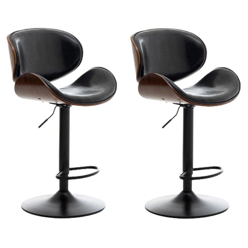 Contemporary Metal Adjustable Barstool Leather Counter Stool with Swivel in Matte Finish