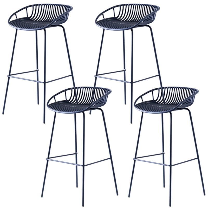 Contemporary Metal Barstool Plastic Stool in Matte Finish for Indoor