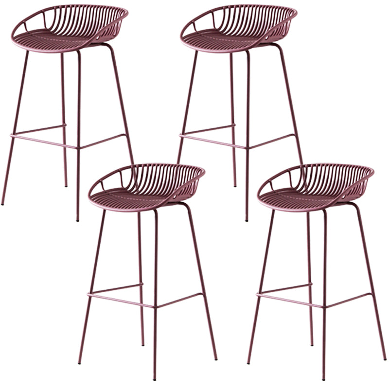 Contemporary Metal Barstool Plastic Stool in Matte Finish for Indoor