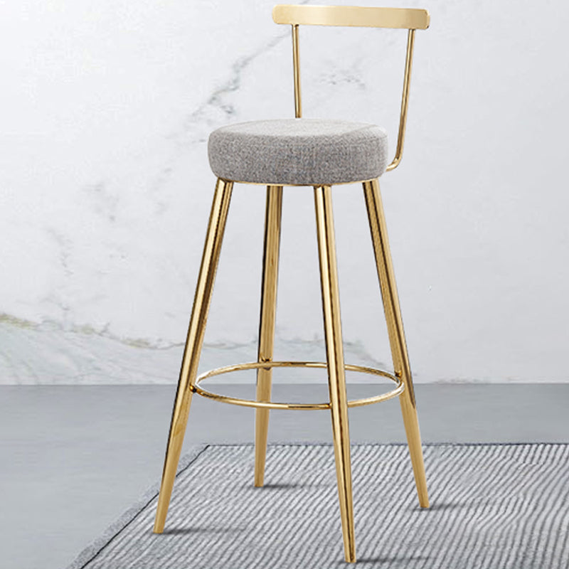 Glam Round Counter Bar Stool Low Back Footrest Counter Stool with Gold Base