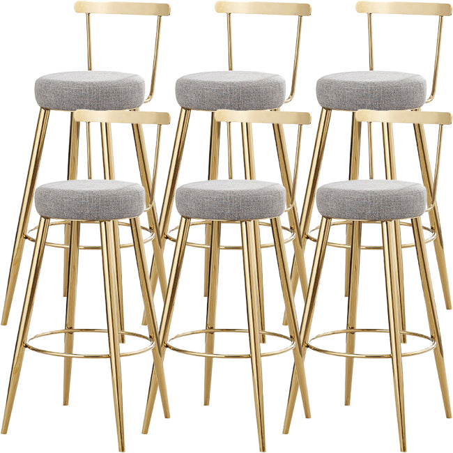 Glam Round Counter Bar Stool Low Back Footrest Counter Stool with Gold Base