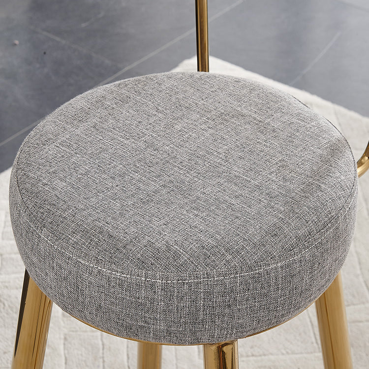 Glam Round Counter Bar Stool Low Back Footrest Counter Stool with Gold Base