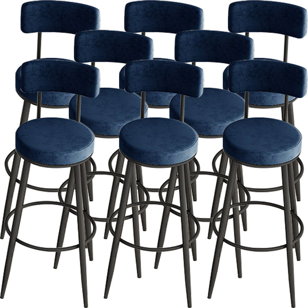 Modern Round Bar & Counter Stool Footrest Metal Counter Chair with Cushion