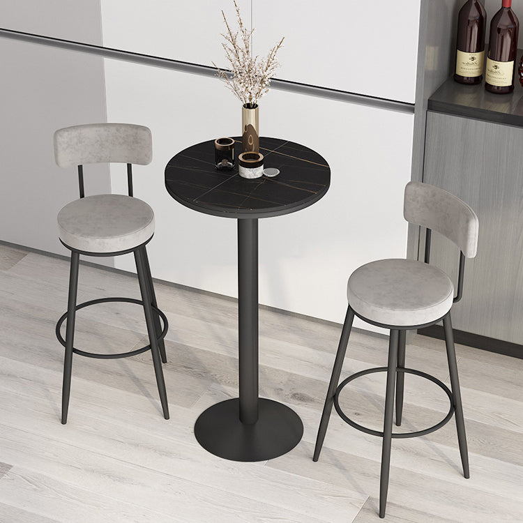 Modern Round Bar & Counter Stool Footrest Metal Counter Chair with Cushion