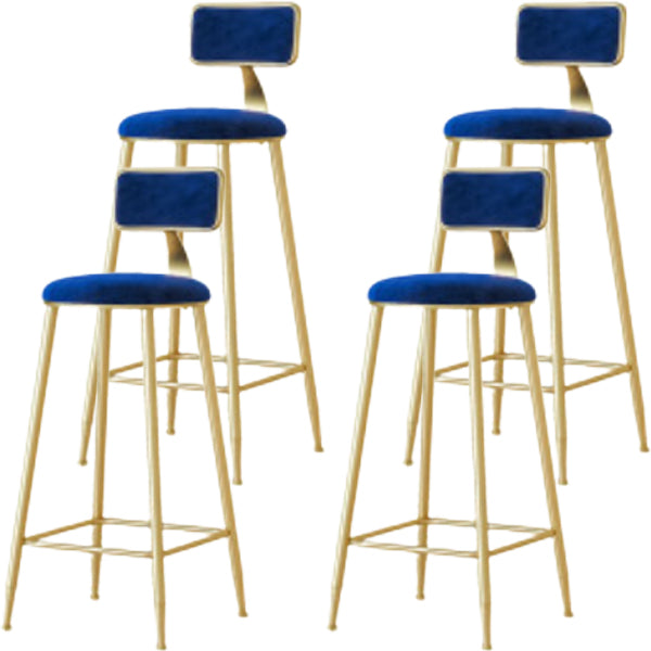 Glam Low Back Counter Stool Round Upholstered Counter Height Stool for Shop