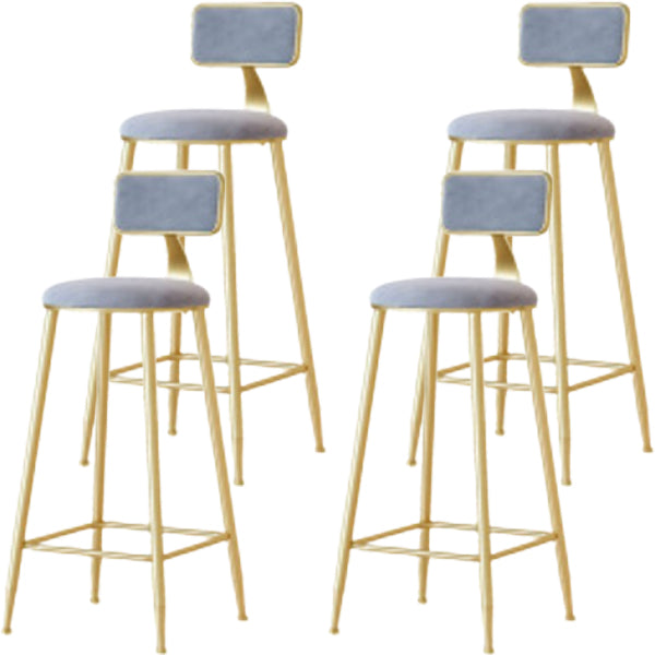 Glam Low Back Counter Stool Round Upholstered Counter Height Stool for Shop