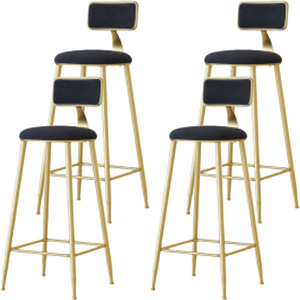 Glam Low Back Counter Stool Round Upholstered Counter Height Stool for Shop