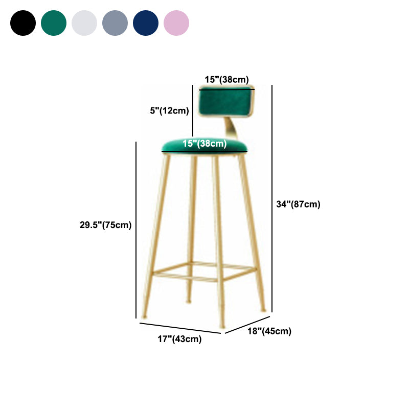 Glam Low Back Counter Stool Round Upholstered Counter Height Stool for Shop