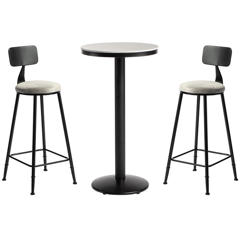 Industrial Style Gray Stone Top Bar Table Set 1/2/3 Pieces Counter Table with High Stools