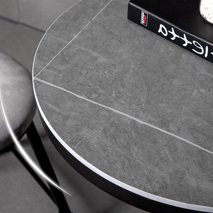 Industrial Style Gray Stone Top Bar Table Set 1/2/3 Pieces Counter Table with High Stools