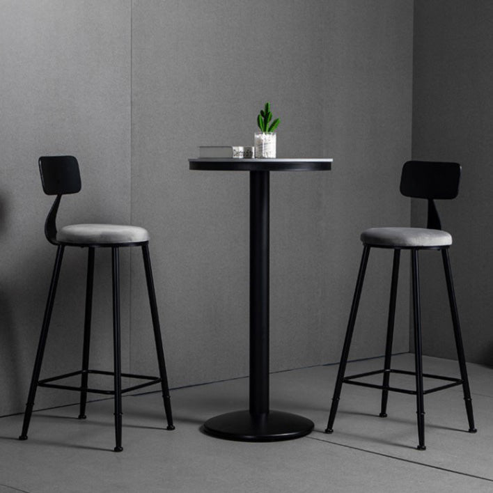 Industrial Style Gray Stone Top Bar Table Set 1/2/3 Pieces Counter Table with High Stools