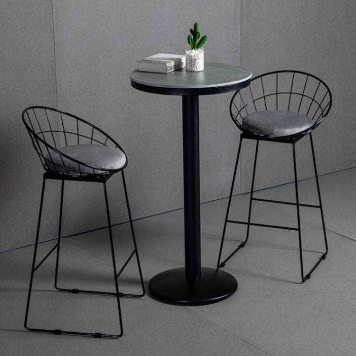 Industrial Style Gray Stone Top Bar Table Set 1/2/3 Pieces Counter Table with High Stools