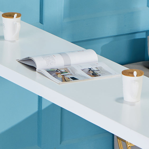 Glam White Wood Table and Stool Set 1/2/3/5 Pieces Double Pedestal Counter Set