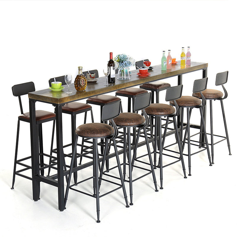 Industrial 1/6/11 Pieces Bar Table Set Rectangle Pine Wood Counter Table with High Stools