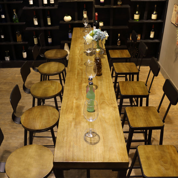 Industrial 1/6/11 Pieces Bar Table Set Rectangle Pine Wood Counter Table with High Stools