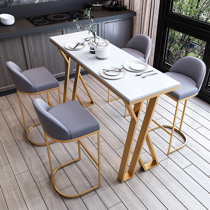 Rectangle Indoor Counter Set 1/3/5/7 Pieces White Stone Top Pub Dining Set