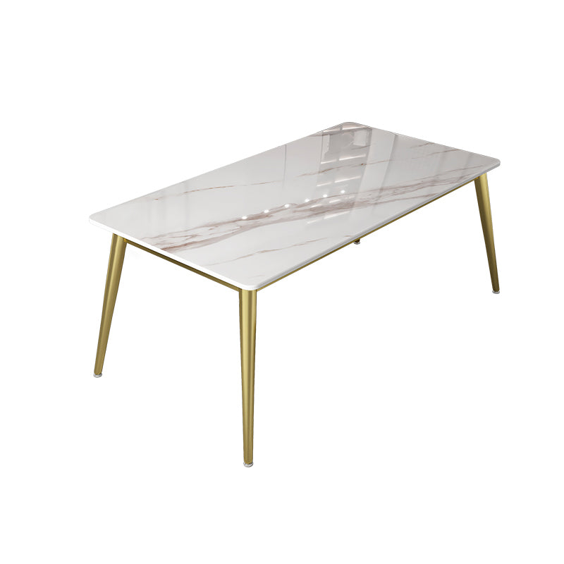 Modern Rectangle Dining Set 1/2/5 Pieces Stone Top Indoor Dinette Set with Gold Base