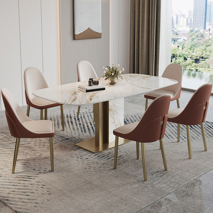 Luxurious Sintered Stone Top Dining Set Rectangle 1/4/5/7 Pieces Dinette Table Set