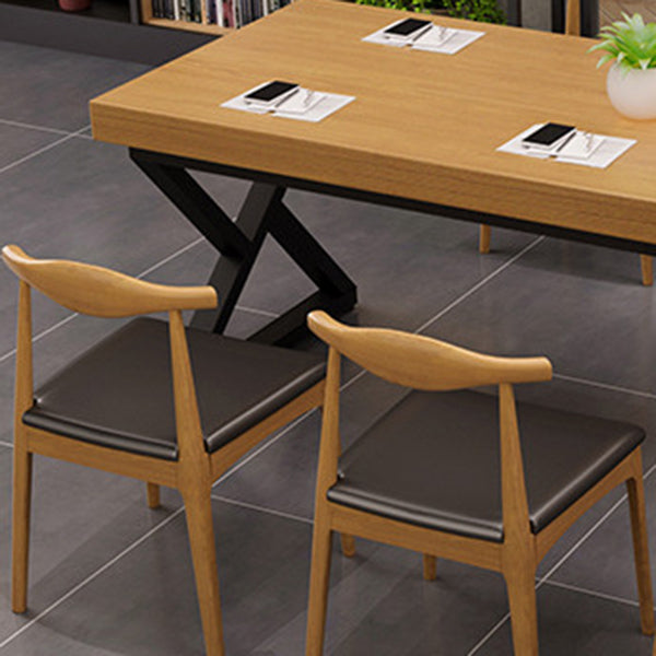 Industrial 1/2/7 Pieces Dining Set Solid Wood Natural Double Pedestal Dinette Set