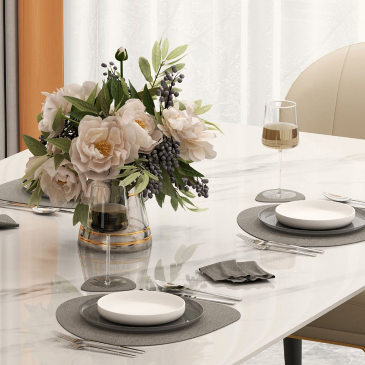 Modern Sintered Stone Dining Table Set 1/2/5/6/7 Pieces Dining Set for Home Use