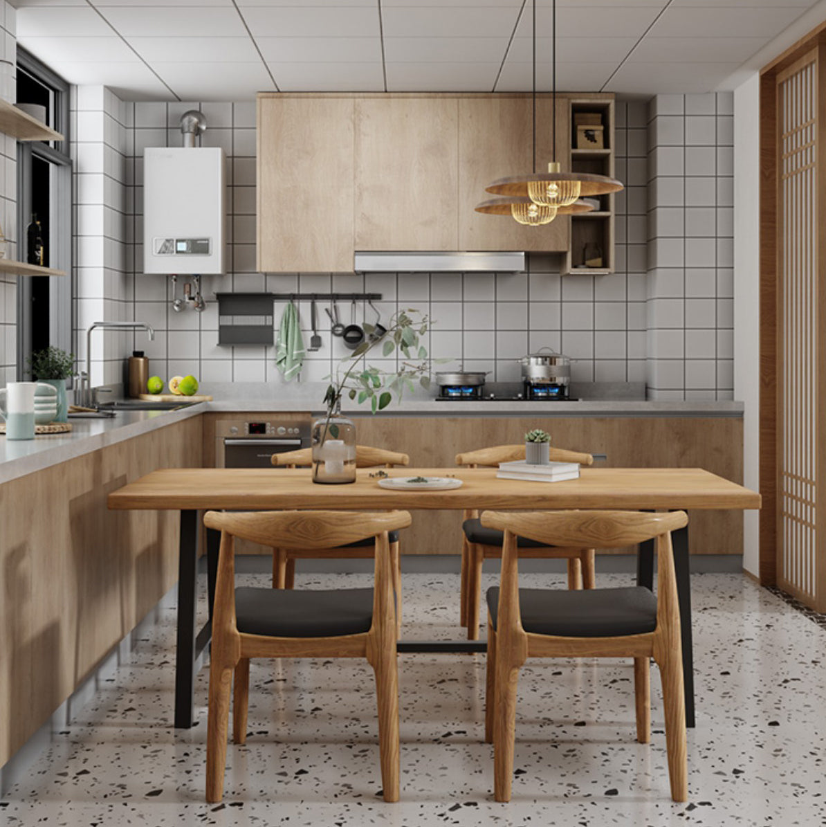 Modern 1/4/5 Pieces Dining Set Rectangle Pine Wood Dining Table for Kitchen Dining Room