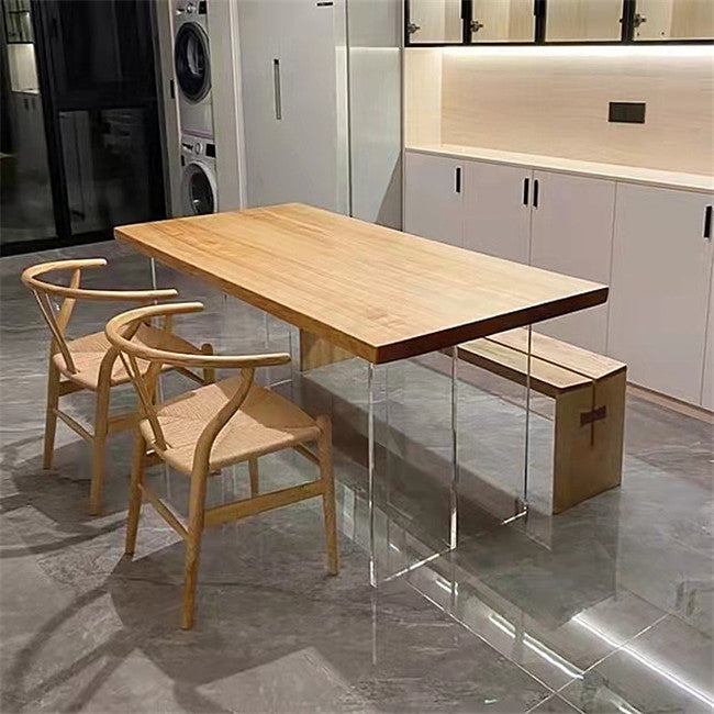 Modern Brown in Wood Counter Table Specialty Dining Table for Kitchen