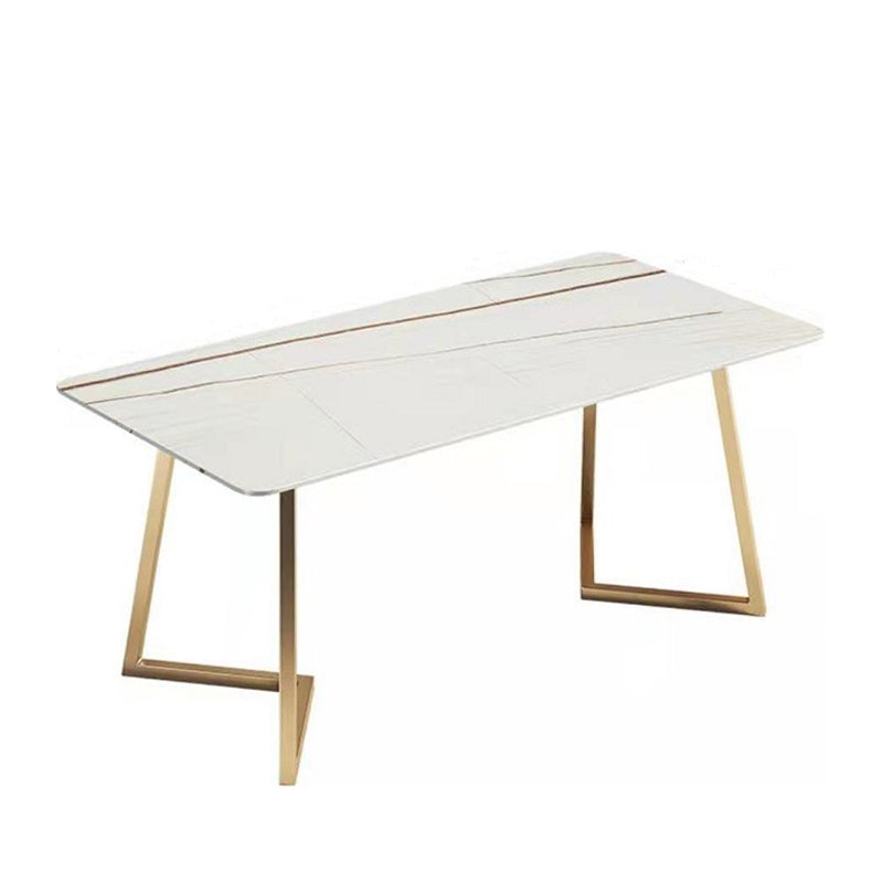 Metal Traditional Luxury Rectangle Dining Table with Sled Sintered Stone Table for Home