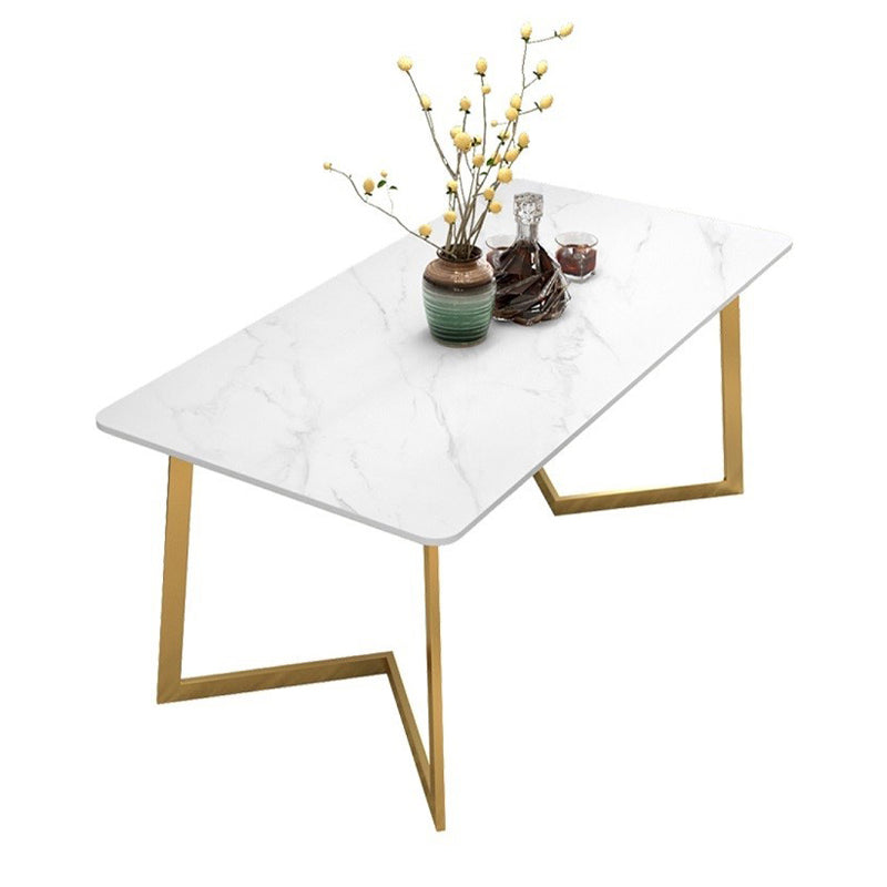 Metal Traditional Luxury Rectangle Dining Table with Sled Sintered Stone Table for Home