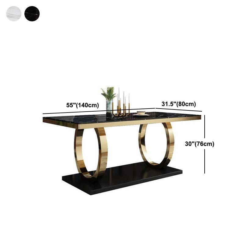 Traditional Luxury Rectangle Dining Table Marble and Metal Gold Base Table