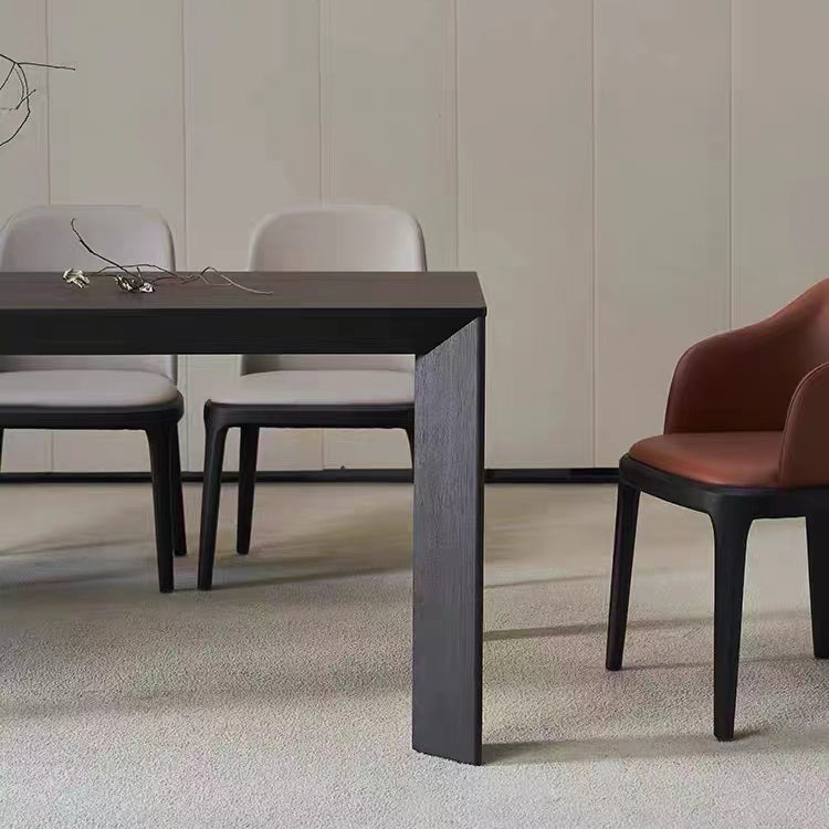Modern Rectangle Dining Site Table Black Solid Wood 4 Legs Dining Table