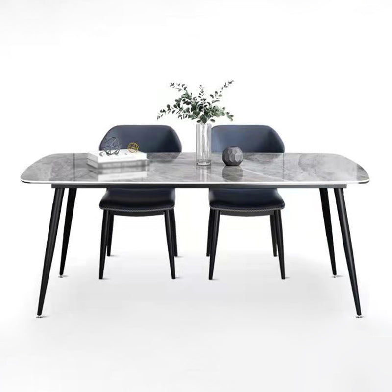 Rectangle 4 Legs Dining Table Industrial Sintered Stone Kitchen Table