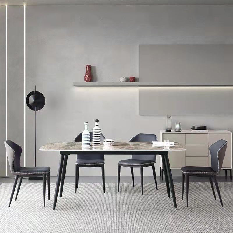 Rectangle 4 Legs Dining Table Industrial Sintered Stone Kitchen Table