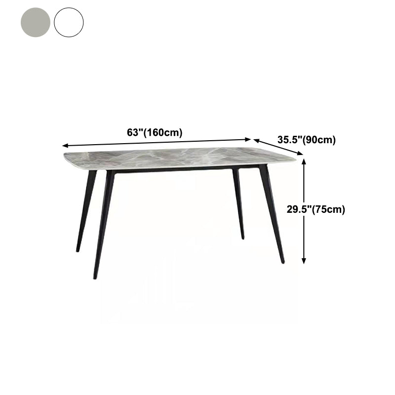Rectangle 4 Legs Dining Table Industrial Sintered Stone Kitchen Table