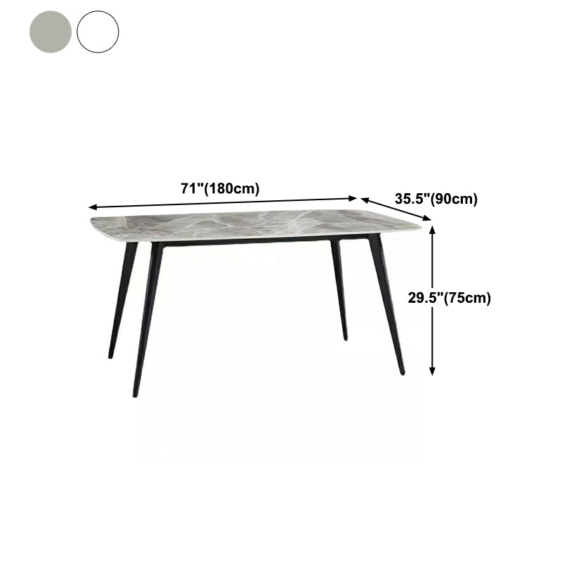 Rectangle 4 Legs Dining Table Industrial Sintered Stone Kitchen Table
