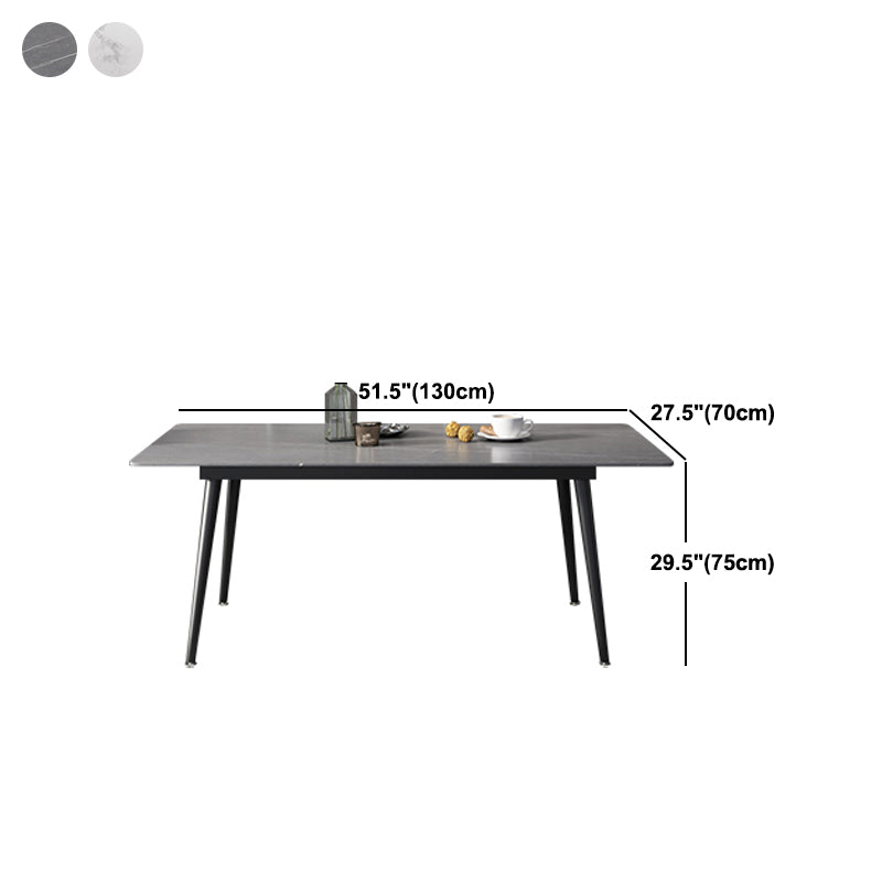Industrial Rectangle Dining Site Table Black Tripod Base Dining Table with Stone Top