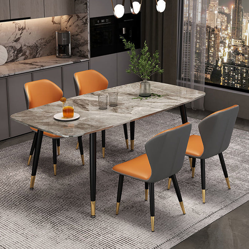 Rectangular Sintered Stone Dining Table Modern White Gray Green Furniture with 4 Legs