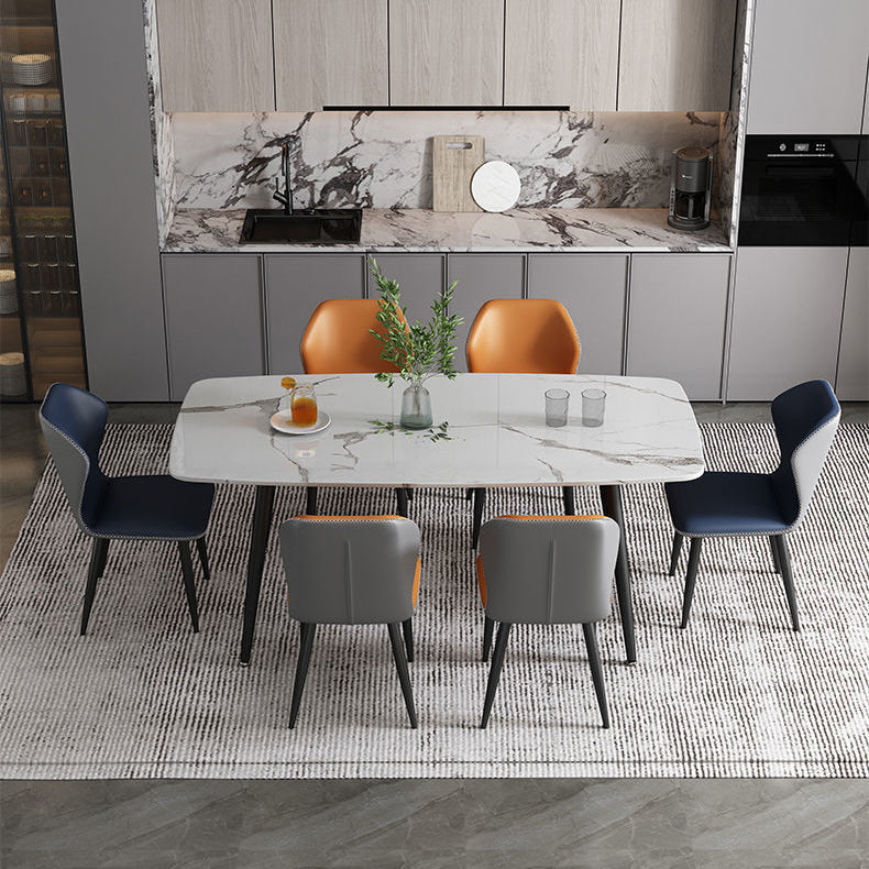 Rectangular Sintered Stone Dining Table Modern White Gray Green Furniture with 4 Legs