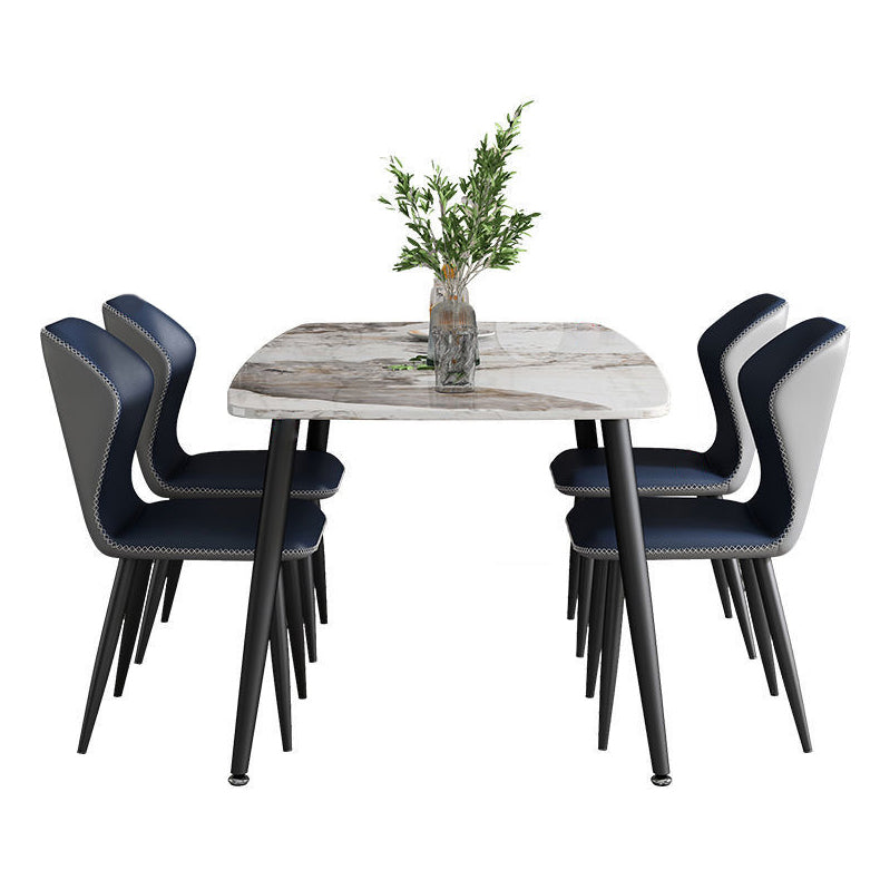 Rectangular Sintered Stone Dining Table Modern White Gray Green Furniture with 4 Legs