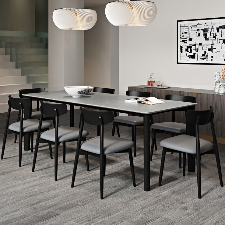 Mid-Century Modern Dining Table Rectangle Stone Dining Table with 4 Legs