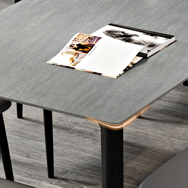 Mid-Century Modern Dining Table Rectangle Stone Dining Table with 4 Legs