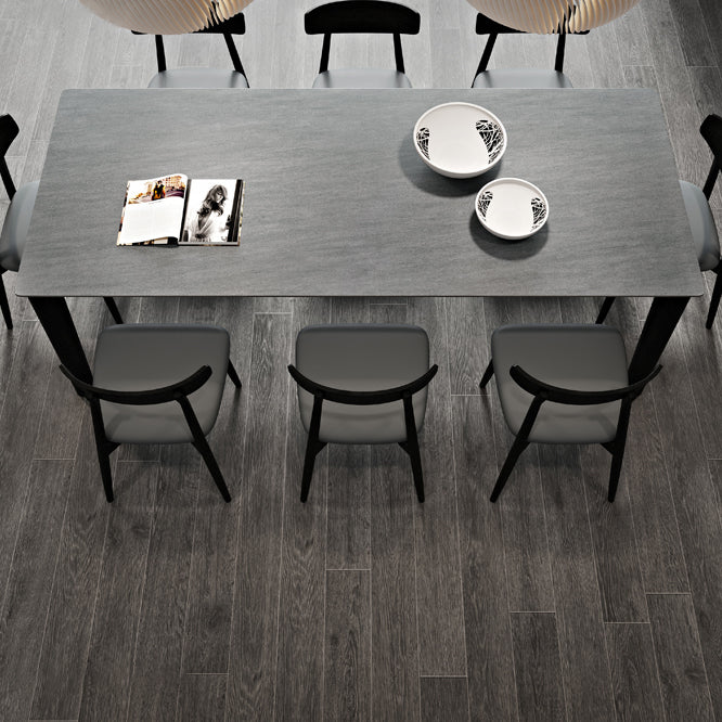 Mid-Century Modern Dining Table Rectangle Stone Dining Table with 4 Legs