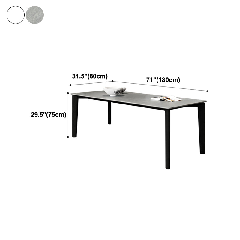 Mid-Century Modern Dining Table Rectangle Stone Dining Table with 4 Legs