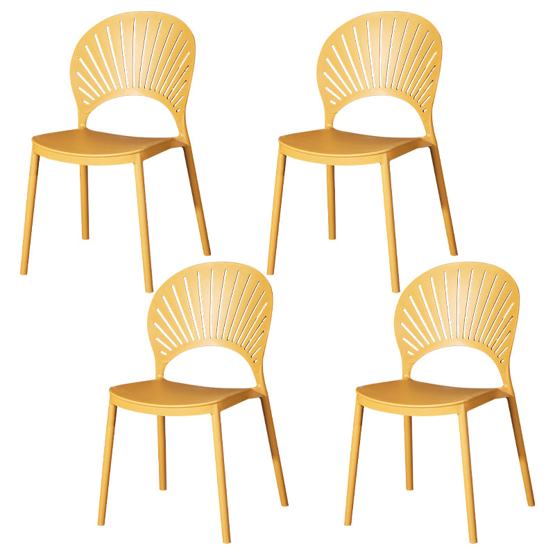 Modern Plastic Chair Open Back Dining Side Furniture in Matte Finish
