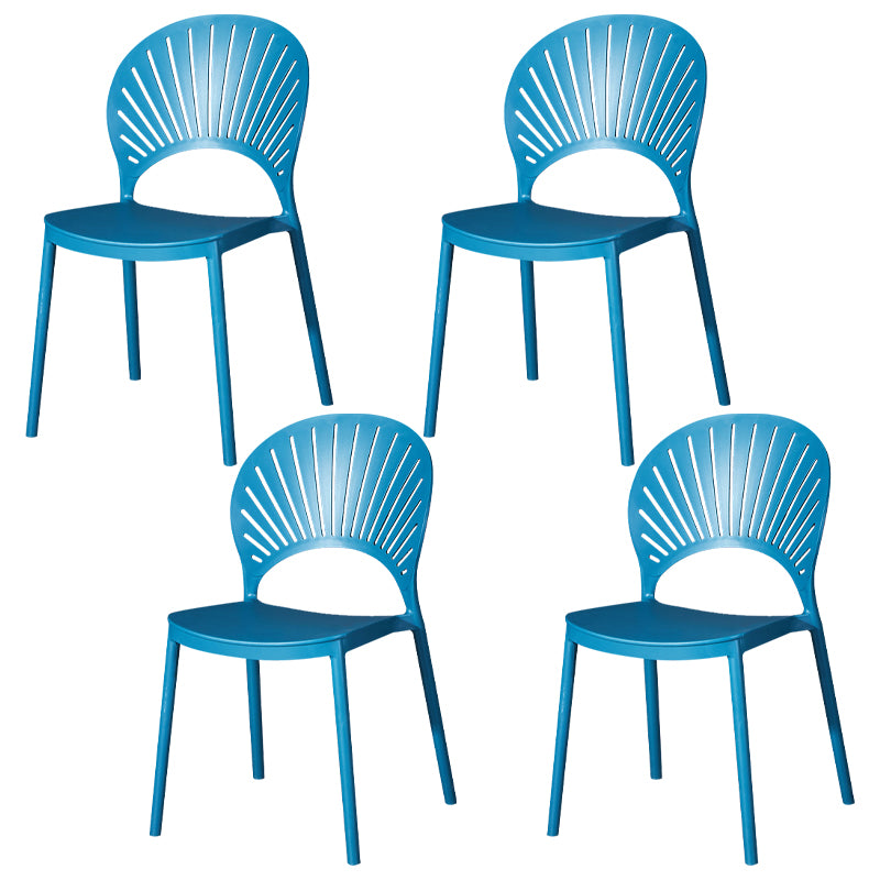 Modern Plastic Chair Open Back Dining Side Furniture in Matte Finish