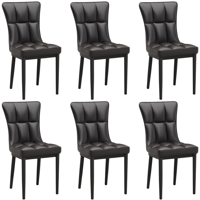 Glam Leather Dining Chair Parsons Chair with Steel Legs in Matte Finish for Home